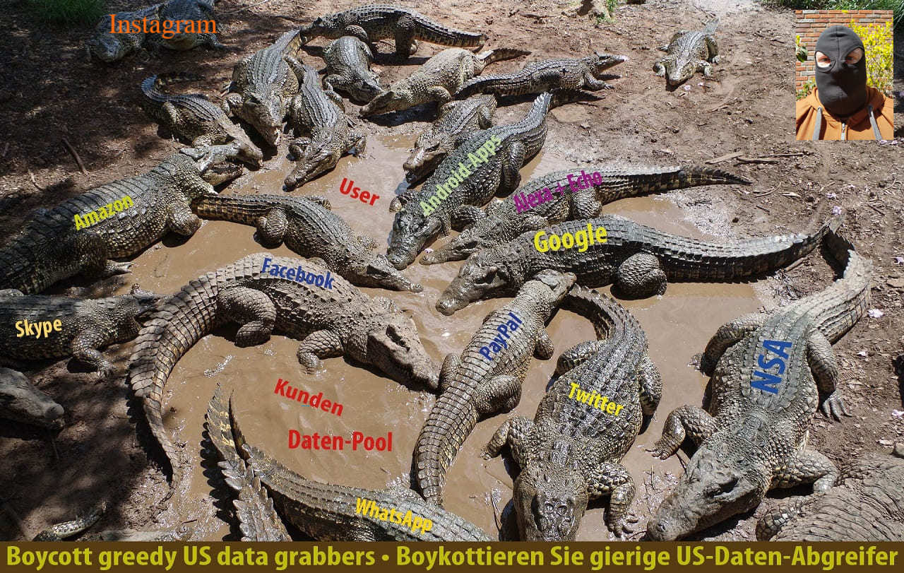 Amazon-Facebook-PayPal-Google-Twitter-Skype-WhatsApp-Android-Apps-NSA-Kritisches-Netzwerk-Boycott-greedy-US-data-grabbers-Boykott-US-Datenkraken-Instagram-2