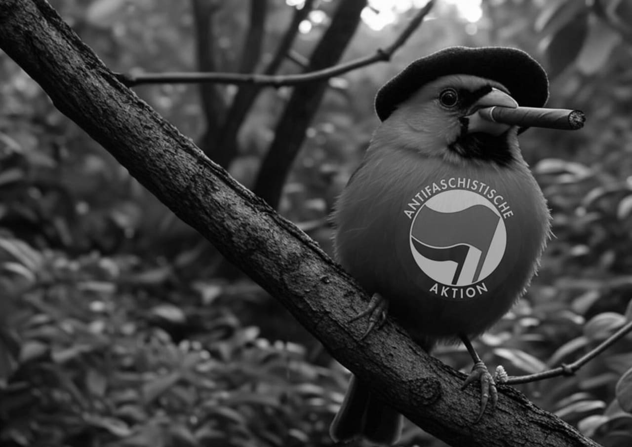 Antifa_Antifavoegel_antifaschistische_Aktion_Voegel_antifaschistisches_Bewusstsein_Faschismus_Beschallungshelfer_Vogelbeschallung_Vogelsprache_Kunstinstallation_Dennis_Siering_Kritisches-Netzwerk