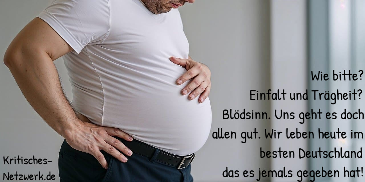 Bauch_im_besten_Deutschland_aller_Zeiten_Durchhalteparolen_Einfalt_Einfaeltigkeit_eigene_Befindlichkeit_Fettleibigkeit_Schmierbauch_Uebergewicht_Kritisches-Netzwerk
