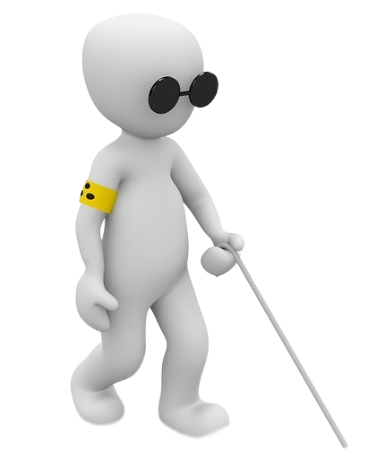 Blinder mit Krückstock