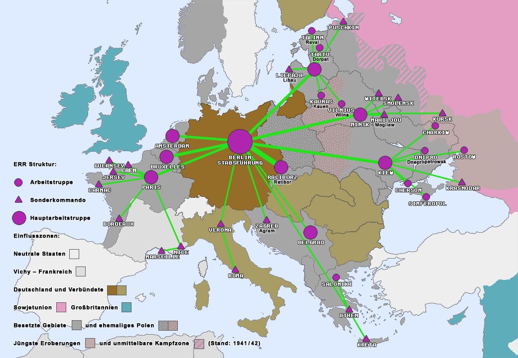 Einsatzstab-Reichsleiter-Rosenberg-Rauborganisation-NSDAP-Kulturgueterraub-Kuehne-und-Nagel-Kritisches-Netzwerk-Moebelbeschlagnahmung-Moebelraub-Judengut-Raubgut
