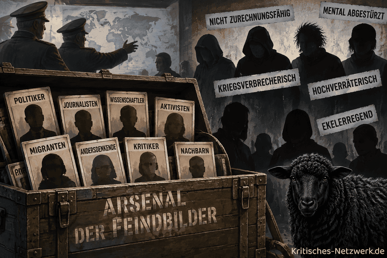 Feindbild_Feindbilder_Feindseligkeit_Feindbildpropaganda_Agitation_Agitprop_dunkle_Gestalten_schwarze_Schafe_hochverraeterisch_kriegsverbrecherisch_unzurechnungsfaehig_Kritisches-Netzwerk