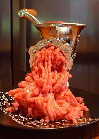 Fleischwolf-Faschiermaschine-Fleischmaschine-Hackfleisch-Meat-grinder-Kritisches-Netzwerk