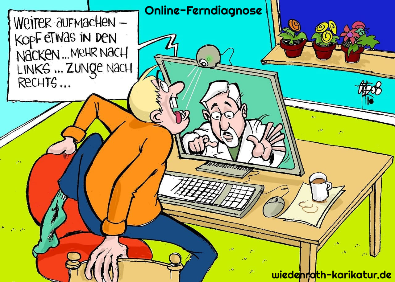 Online-Ferndiadnose, Zahnarzt, wiedenroth-karikatur.de