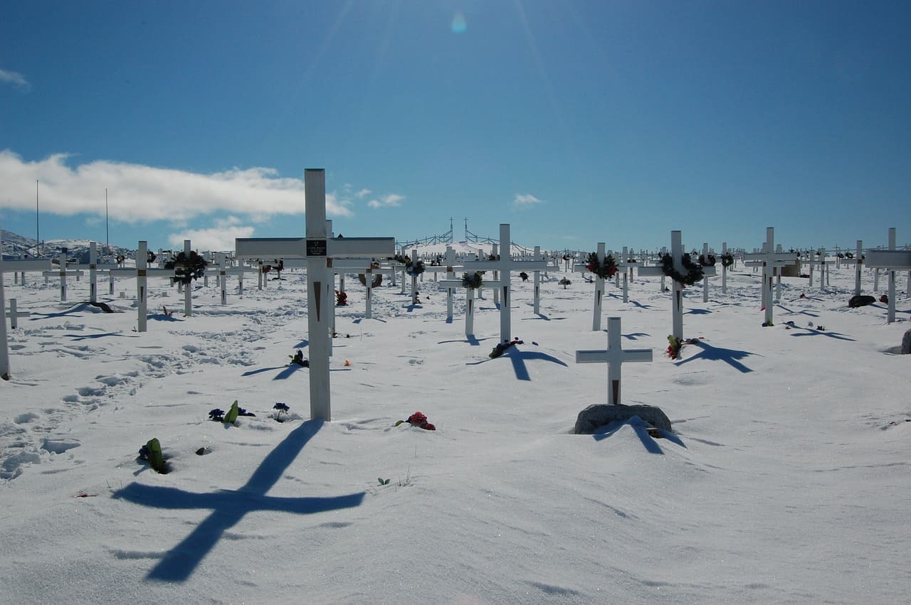 Groenland-Friedhof-Eisfriedhof-cemetery-Greenland-Ilulissat-Kritisches-Netzwerk-Groenlaender-Daenemark-Denmark-Westgroenland-Ostgroenland-Nuuk-Ice-Cap-Eisleichen