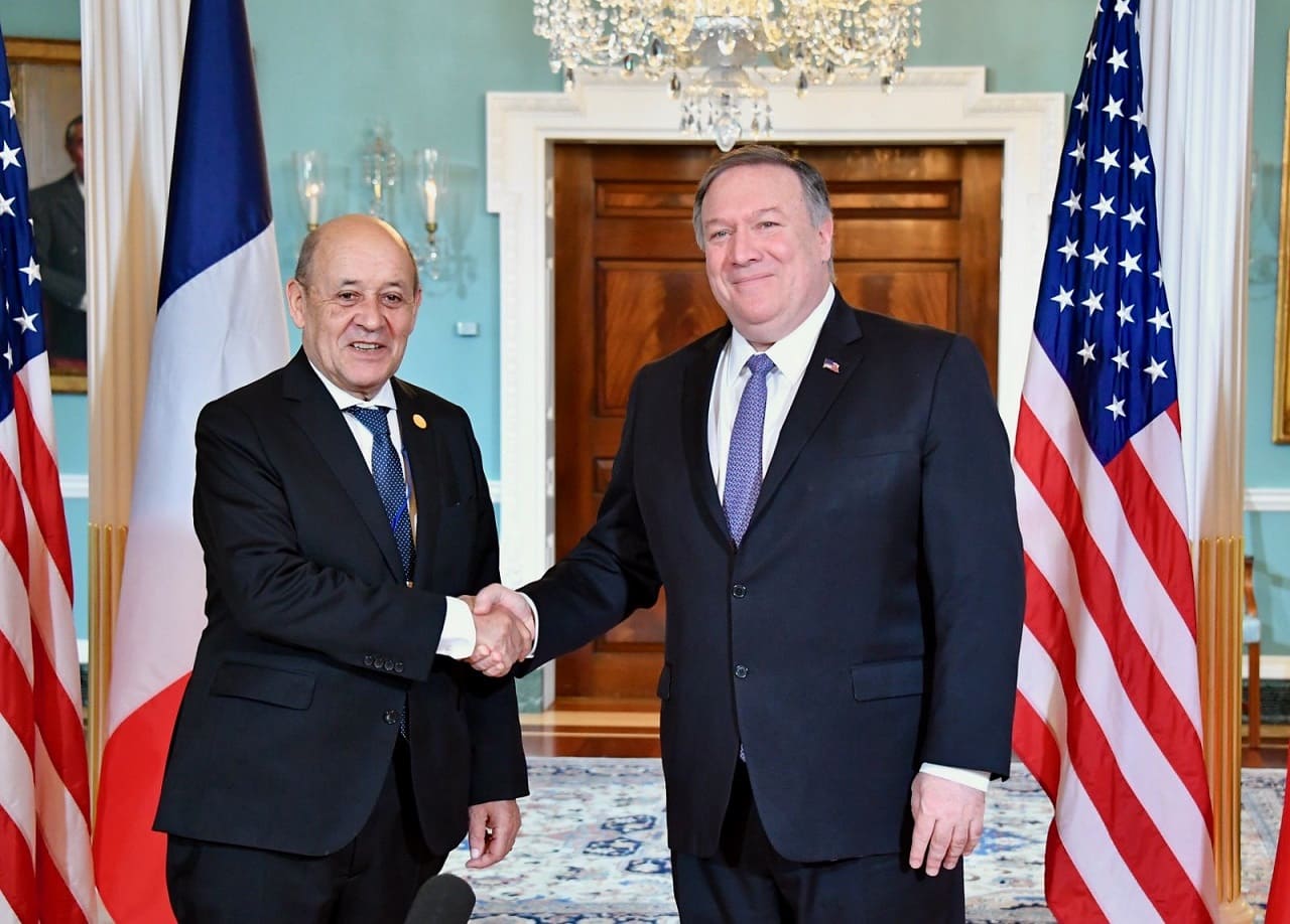 Jean-Yves-Le-Drian-Michael-Mike-Pompeo-Secretary-of-State-French-Foreign-Minister-Kritisches-Netzwerk-Hegemonialanspruch-NATO-OTAN-Vormachtstellung