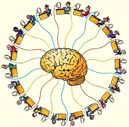 Schwarmintelligenz-Gruppenintelligenz-Kollektive-Intelligenz-Zusammenarbeit-Superorganismus-Kritisches-Netzwerk-dezentrale-Entscheidungsstruktur-kollektives-Bewusstsein