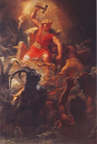 Thor-Donar-god-of-Norse-mythology-hammer-wielding-Blitz-Donner-Klimagott-Gottes-Zorn-Kritisches-Netzwerk-Klimaheilige-Wasserfluten-Klimakatastrophe-Klimanotstand