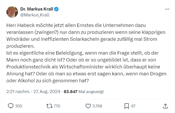 Tweet_X_Twitter_Markus_Krall_Industriezerstoerung_Wirtschaftsvernichtung_Wirtschaftszerstoerung_Wirtschaftszerstoerungsminister_Robert_Habeck_Kritisches-Netzwerk